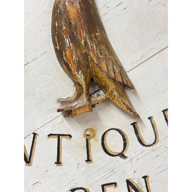 Americana Antique Store Hand Carved Wooden Sign For Sale - Image 11 of 12