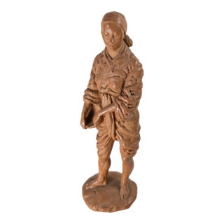 MId-Century Redware Terra Cotta Asian Figure by Vivian Ellis for Fred Press For Sale