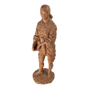 MId-Century Redware Terra Cotta Asian Figure by Vivian Ellis for Fred Press