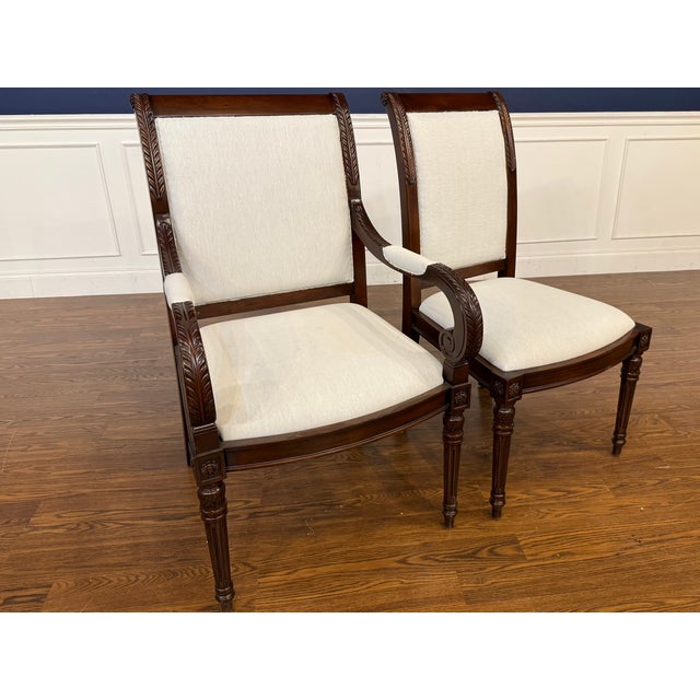Set of Eight Newport Dining Chairs With Base Muslin Fabric - Showroom Samples For Sale - Image 16 of 18