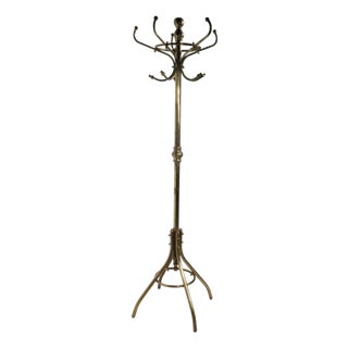 Vintage Brass Coat Tree Rack Stand For Sale