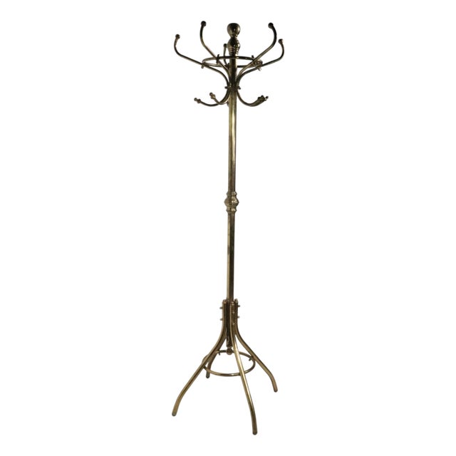 Vintage Brass Coat Tree Rack Stand For Sale