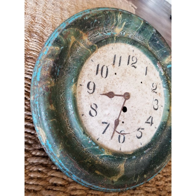 Antique Painted Tole Clock For Sale - Image 4 of 7