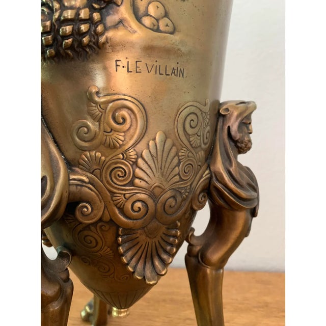 Antique French Bronze Vase Vessel Urn - F. Levillain Jardiniere For Sale - Image 12 of 12