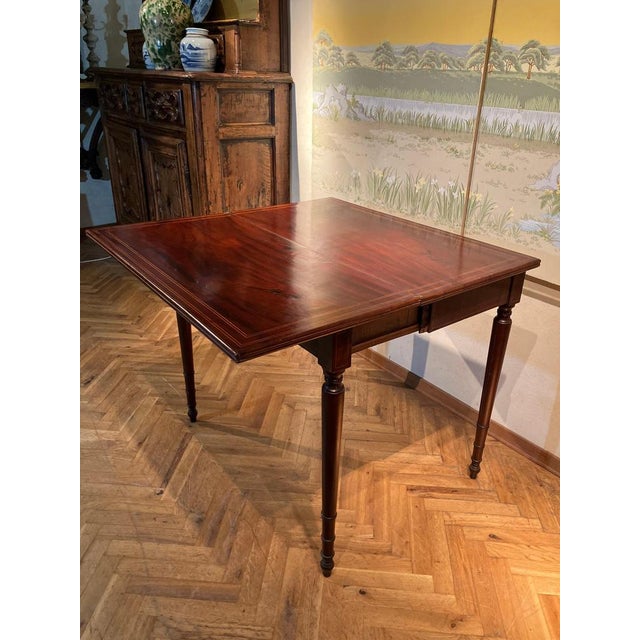 18th Century Italian Mahogany & Maple Inlaid Consoles or Folding Game Tables, Set of 2 For Sale - Image 6 of 18