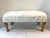 Large White Leather Gold Wood Bench Custom Newly Upholstered Soft White Vegan Leather over solid wood vintage frame with...