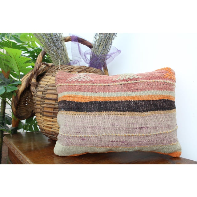 Textile Turkish Kilim Decorative Pillow Cover - 13"x18.5" For Sale - Image 7 of 10