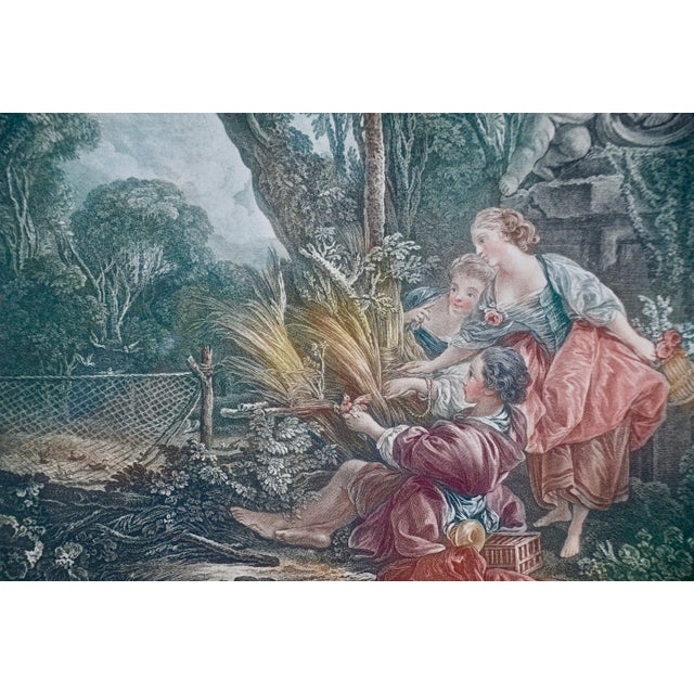 18th Century rPair of Hand-Colored Romantic French Engravings After Francois Boucher For Sale - Image 5 of 12