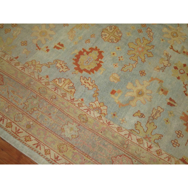 Antique Zabihi Collection Blue Turkish Oushak Rug - 9'8" x 13'4" For Sale - Image 9 of 10
