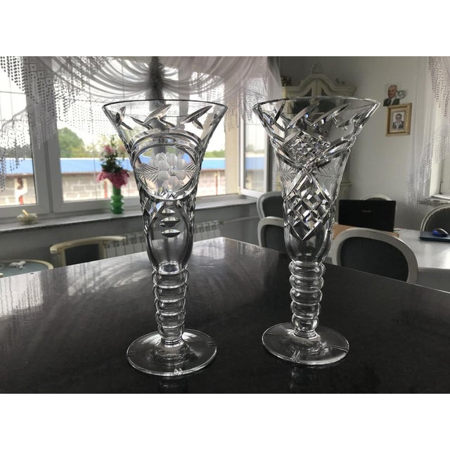 Crystal Vases, 1970s, Set of 2 For Sale - Image 4 of 18