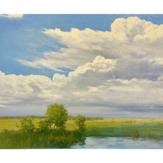 Contemporary Summer Sky Over the Marsh Original Oil Painting by G. Hodges For Sale - Image 3 of 6