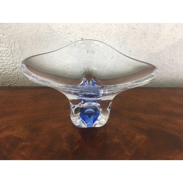 Abstract Signed Vintage Art Glass Bowl For Sale - Image 3 of 7