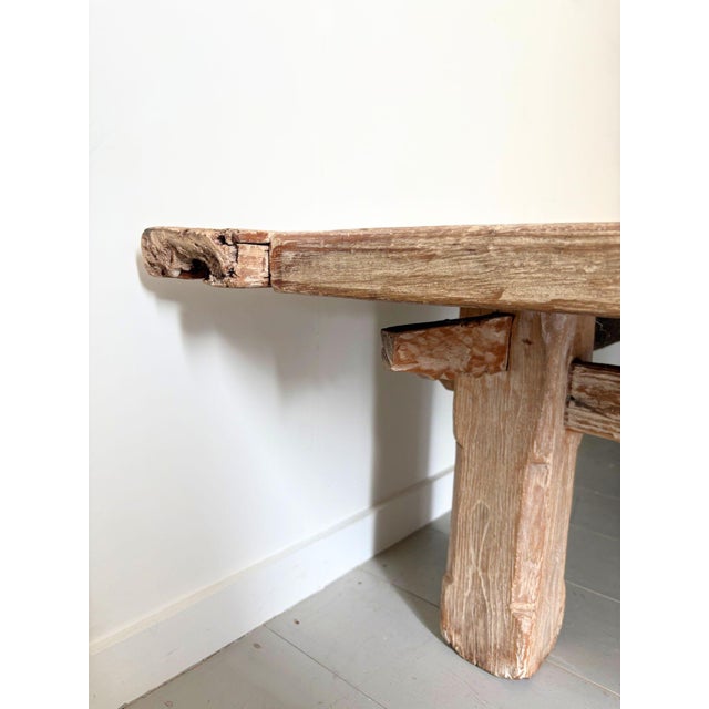 Large 19th Century Weavers Coffee Table in Lime Wash Teak, Indonesia For Sale - Image 11 of 15