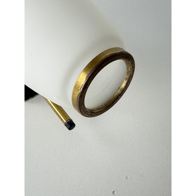 1950s Vintage Opal Glass and Brass Wall Lamps, 1950s, Set of 2 For Sale - Image 5 of 12