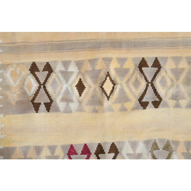 1970s Vintage Handmade Wool Cotton Turkish Beige Runner Rug For Sale - Image 4 of 11