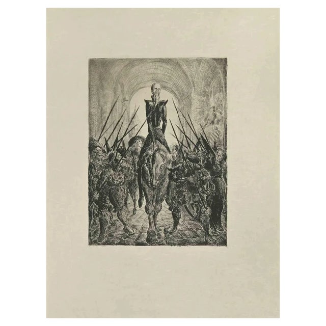 Wladyslaw Jahl, Don Quixote, Etching, 1951 For Sale