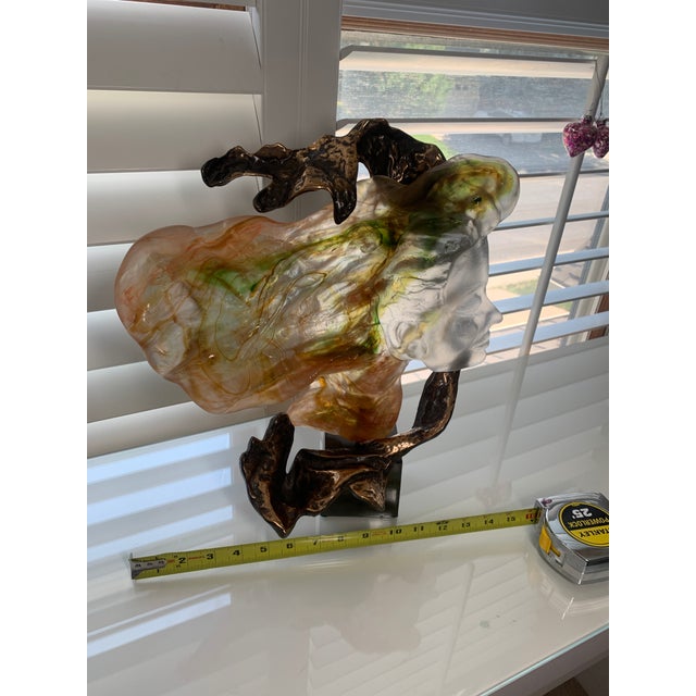 1990s Yves Lohé "Le Vent" Signed Bronze and Pâte De Verre Sculpture, France For Sale - Image 14 of 14