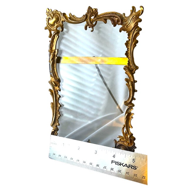 Vintage Rococo Revival Gilded Brass and Beveled Glass Easel Picture Frame for 4" X 6" Photograph For Sale - Image 10 of 10