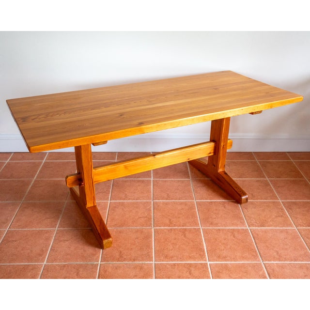 Wood Mid-Century Modern Refectory Pine Dining Table in Blonde by Trestle R. Nance, 1960s For Sale - Image 7 of 18