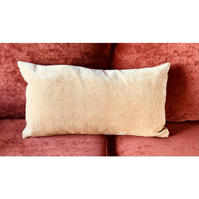 Custom Abstract Pattern Goldtone Rectangular Pillow With Feather Insert For Sale - Image 4 of 4
