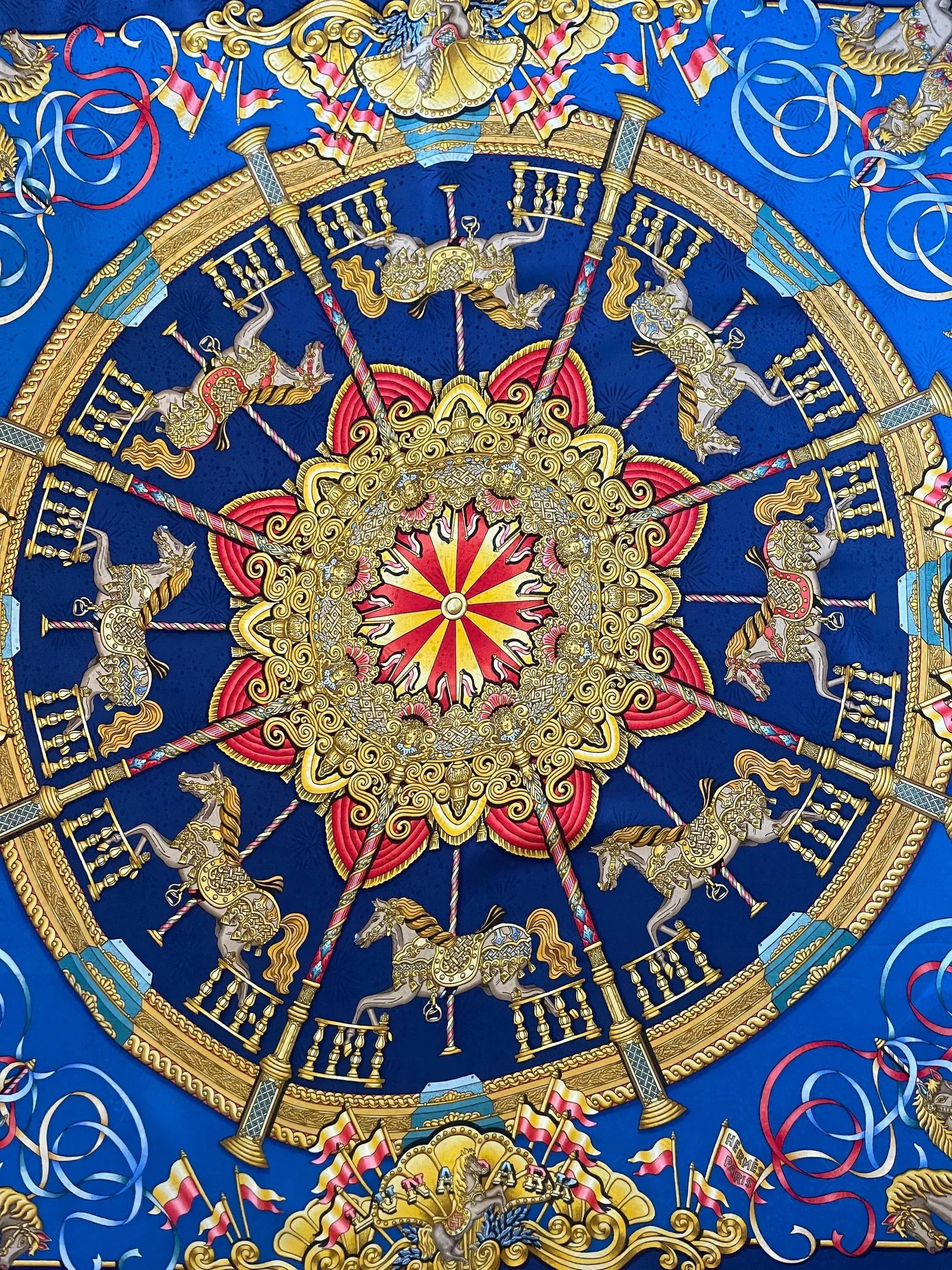 Hermès Scarf “Luna Park”, Blue, 1993 | Chairish