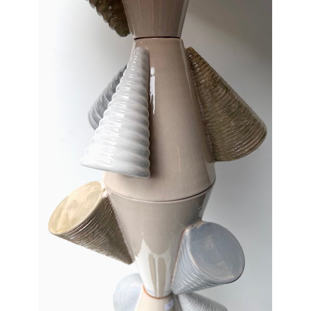 Cream Contemporary Ceramic Cones Floor Lamp by Antonio Cagianelli, Italy For Sale - Image 8 of 14
