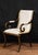 French Empire style black lacquer arm chair - Elegant design with clean understated design - Hand painted gold leaf trim...