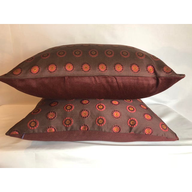 This Schumacher silk blend fabric with pinwheel design. It is backed in wool by Designtex. This pillow has the look of a...