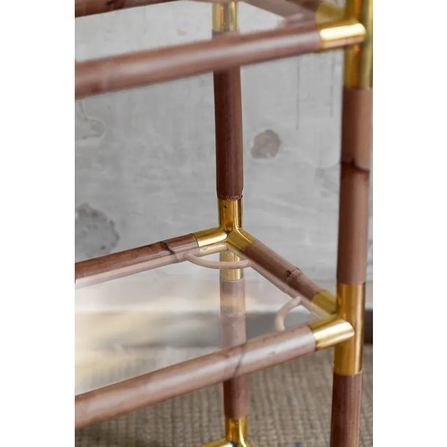 Dark-Finished Bamboo Bookcases, Set of 2 For Sale - Image 3 of 7