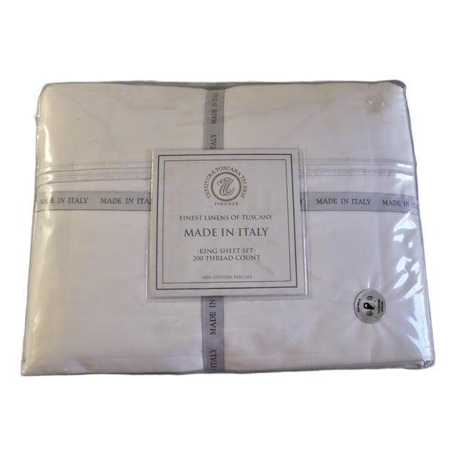 Tessitura Toscana Telerie Firenze Finest Linens of Tuscany - Made in Italy - King Sheet Set of 4 Pieces For Sale