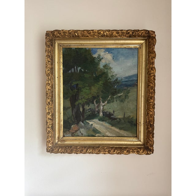 Early 1900s Antique Country Landscape Oil Painting in Gilt Frame- 13 X 15” For Sale - Image 11 of 11