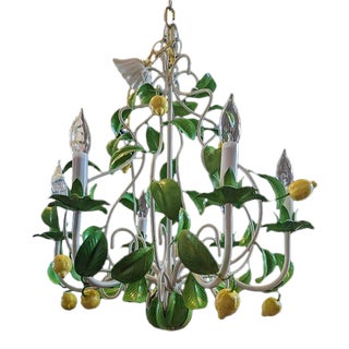 Mid 20th Century Italian Tole 6 Light Lemon Chandelier For Sale