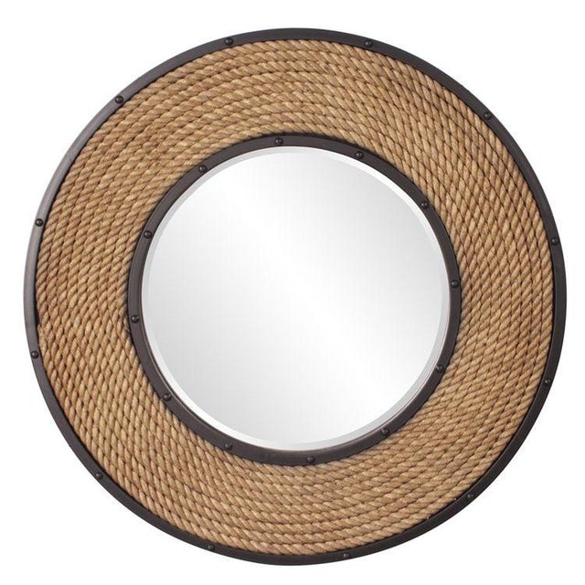 Newport Rope Framed Round Coastal Wall Mirror Chairish