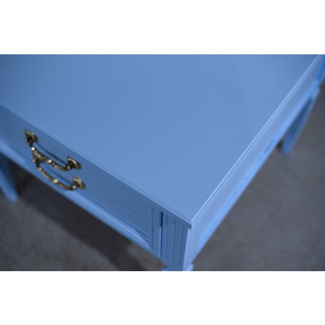 Wood 1970s Transitional End Tables by Thomasville in Blue a Pair - Newly Painted For Sale - Image 7 of 11