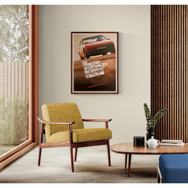 The Piece This dynamic original vintage poster from 1979 features the Porsche 924, celebrated here as the "Best Sports Car...