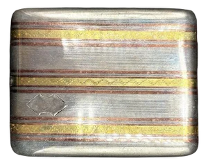 1930s Sterling Silver Art Deco Cigarette Case W/ 18k Gold Inlay by Marathon
