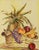 Cheerful mid century watercolor still-life of a basket of fruit by Luella Murphy (American, 20th Century). Signed "Luella...