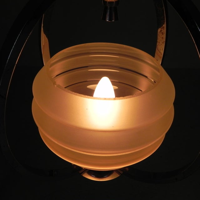 Art Deco Pendant Lamp with Glass Shade and Chrome Frame, 1930s For Sale - Image 12 of 18