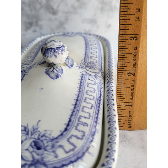 Antique F&b Thorn Blue & White Ceramic Toothbrush Box For Sale - Image 11 of 11