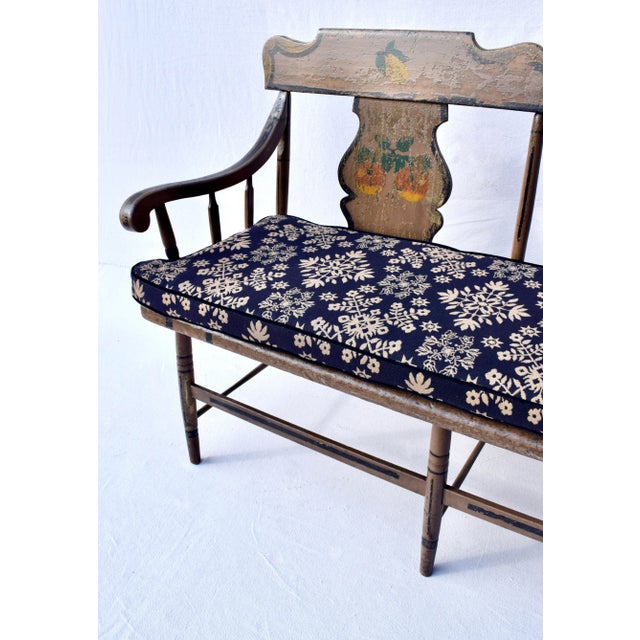 Mid 19th Century Mid-19th Century American Folk Art Hand Painted Bench, Poplar & Pine For Sale - Image 5 of 12