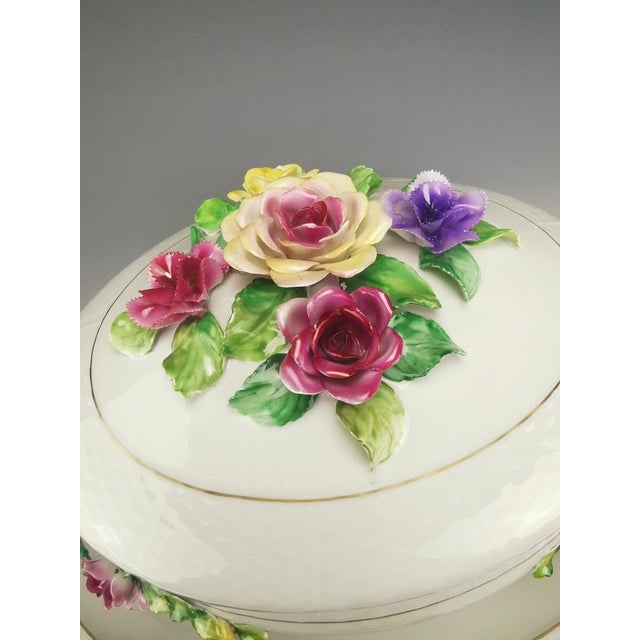 Vintage Tureen and Tray in Porcelain with Applied Flowers by Raynaud, 1960s For Sale - Image 14 of 18