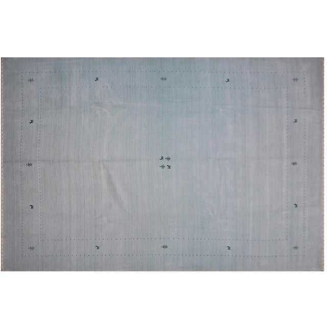 Boho Chic Gabbeh Light Blue Wool Rug - 9'1''x12'1'' For Sale - Image 9 of 10