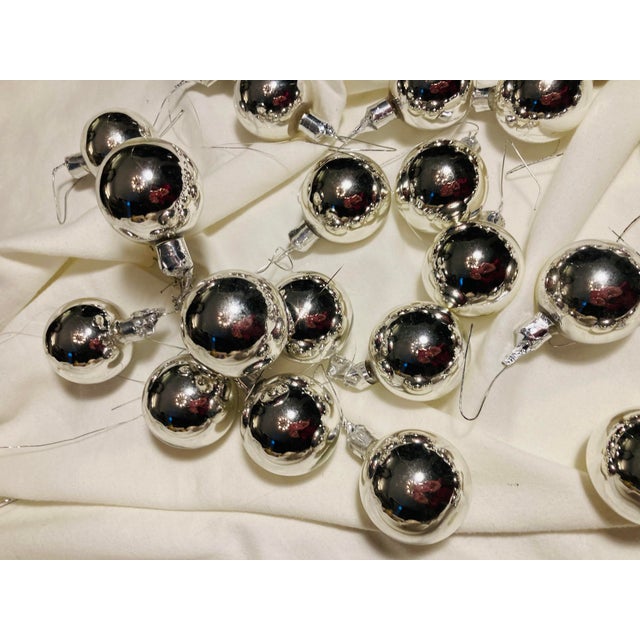 Large Collection of Silver Vintage Mercury Glass Holiday Ornaments With Tie Tops for Ease of Hanging For Sale In Dallas - Image 6 of 6