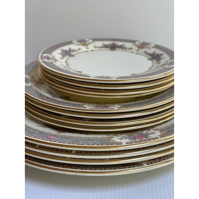 1980s Minton England "Persian Rose" 4 Dinner Plates and 4 Salad Plates and 4 Bread & Butter Plates - 12 pcs For Sale - Image 18 of 18