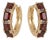 14k Yellow Gold Emerald-Cut Garnet Huggie Hoop Earrings - A Pair For Sale
