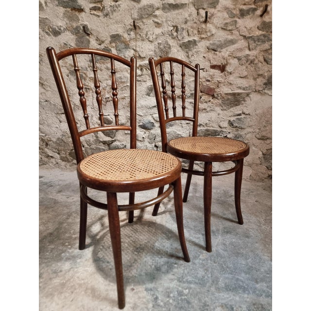 Antique Vienna Bentwood Chairs by Jacob & Josef Kohn, Austria, 1930s, Set of 2 For Sale - Image 4 of 18