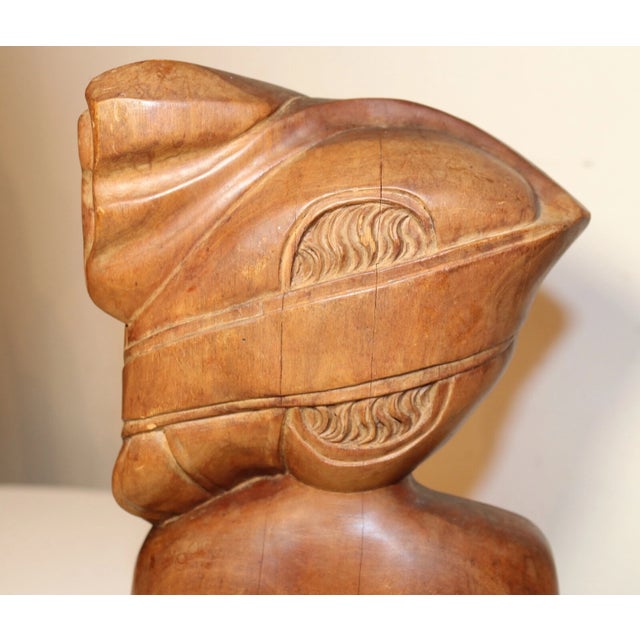 1940s Carved Balinese Indonesian Bali Nude Lady Bust Wood Carving Sculpture For Sale - Image 10 of 12