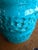 1990s Vintage Turquoise Blue Heavy Studio Pottery Vase With Textured Bands For Sale - Image 5 of 6