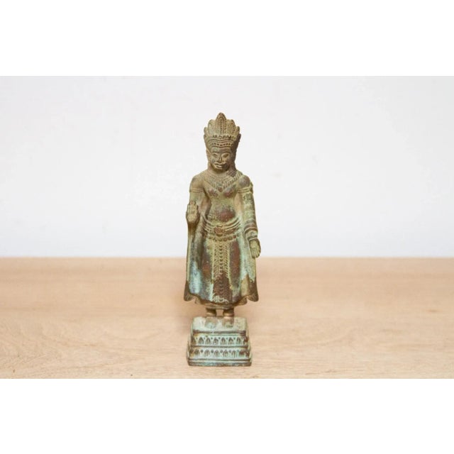 Asian Antique Bronze Deity Figure For Sale - Image 3 of 6