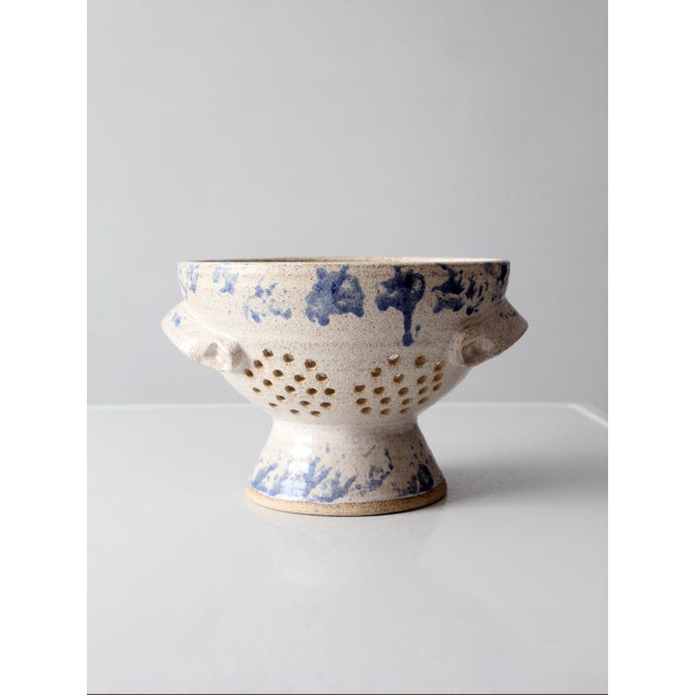 Vintage Handmade Studio Pottery Colander For Sale - Image 6 of 15